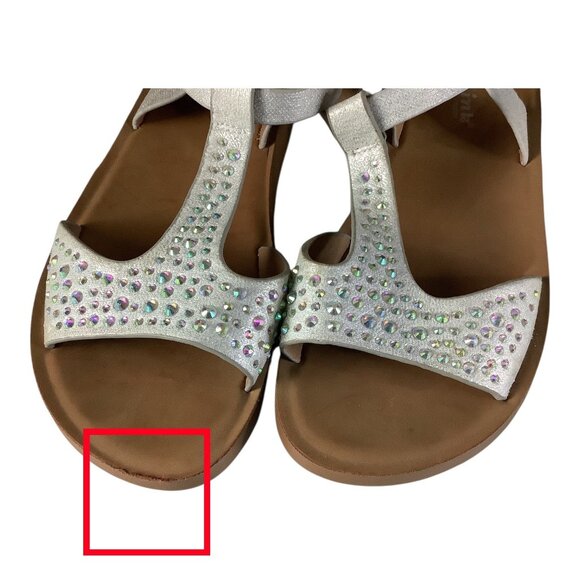 Link Comfort Girls White Rhinestone T-Strap Sandals Sz 3 Adjustable Buckle Strap - Picture 6 of 12